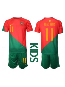 Portugal Joao Felix #11 Replika Hemmakläder Barn VM 2022 Kortärmad (+ byxor)